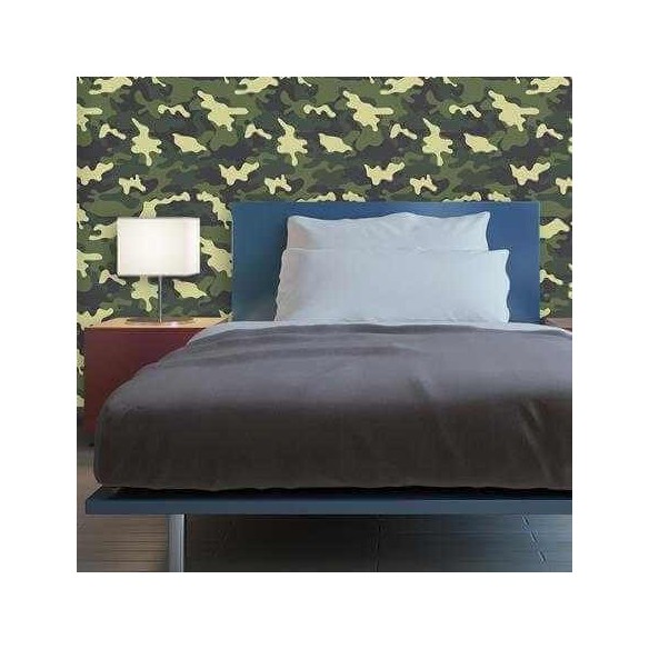 Papel de Parede Adesivo Camuflado Militar Verde 23543