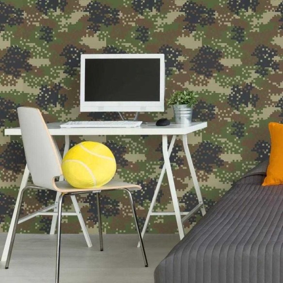 Papel de Parede Adesivo Camuflado Militar Verde 36471