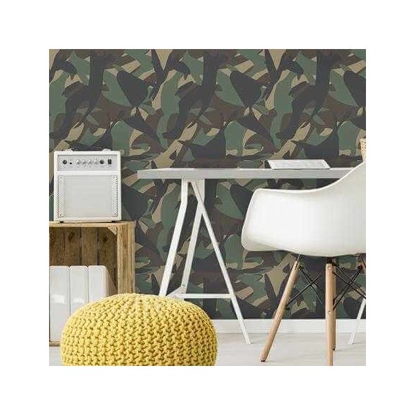 Papel de Parede Adesivo Camuflado Militar Verde 94412