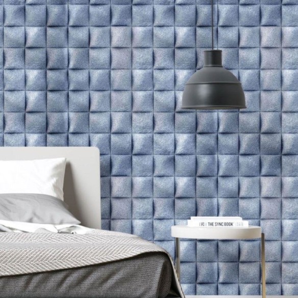 Papel de Parede Adesivo Capitonê Geométrico Cinza N019049