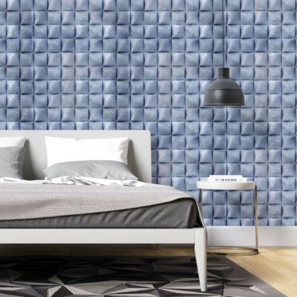 Papel de Parede Adesivo Capitonê Geométrico Cinza N019049