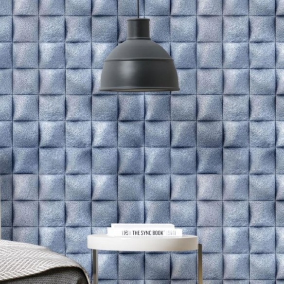 Papel de Parede Adesivo Capitonê Geométrico Cinza N019049