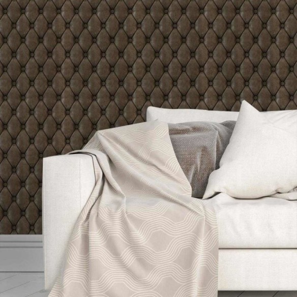 Papel de Parede Adesivo Capitone Marrom 0146