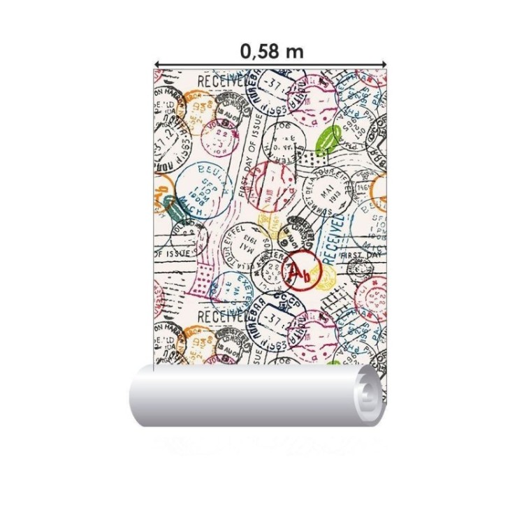 Papel de Parede Adesivo Carimbos de Viagem N012103