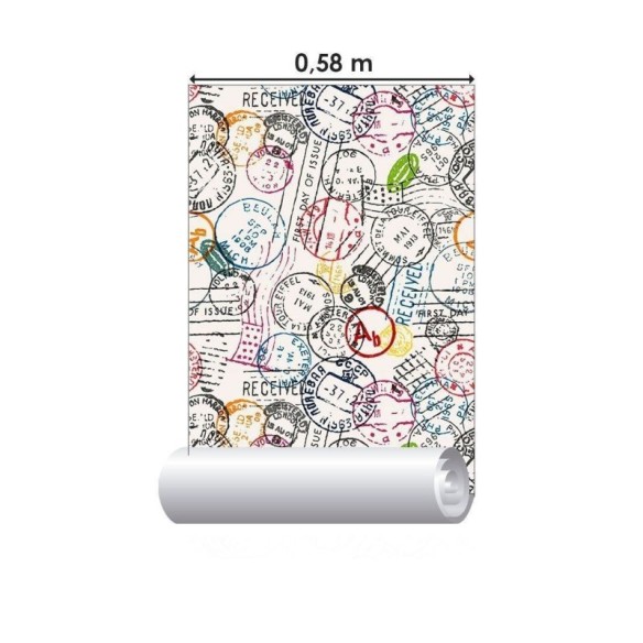 Papel de Parede Adesivo Carimbos de Viagem N012103