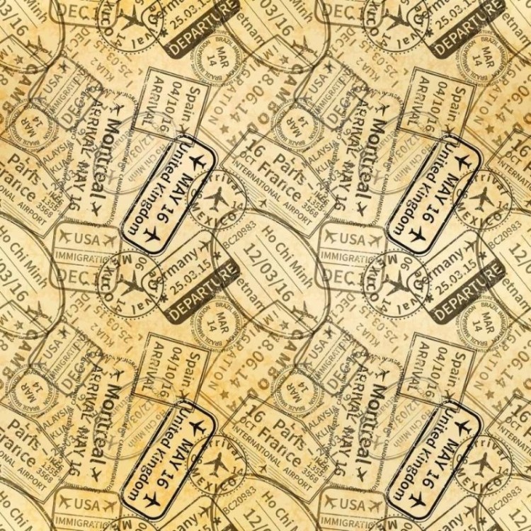 Papel de Parede Adesivo Carimbos de Viagem N019106