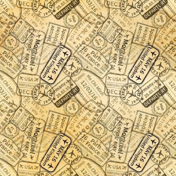 Papel de Parede Adesivo Carimbos de Viagem N019106