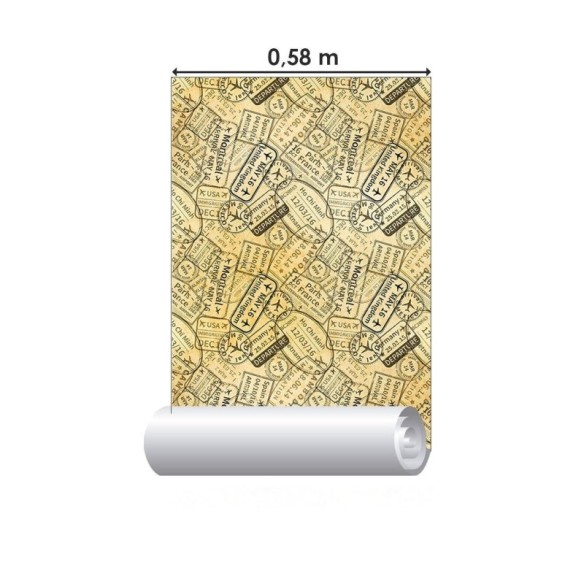 Papel de Parede Adesivo Carimbos de Viagem N019106