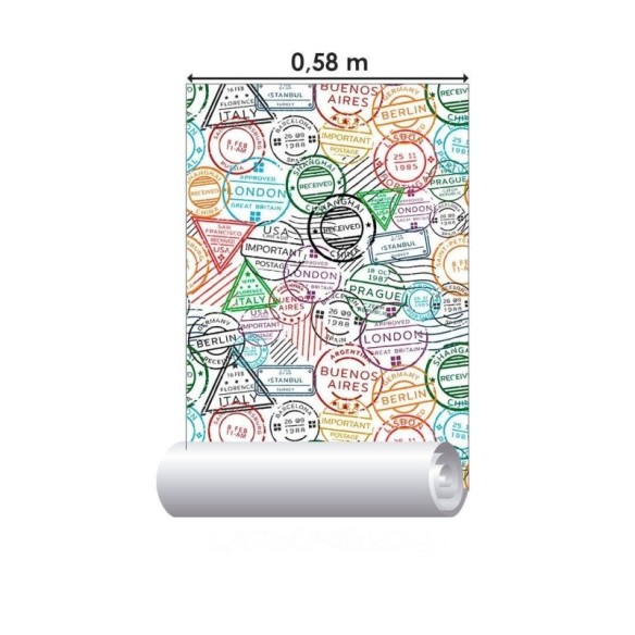 Papel de Parede Adesivo Carimbos Postais N013181