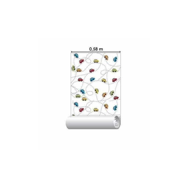 Papel de Parede Adesivo Carrinhos Branco 109583555