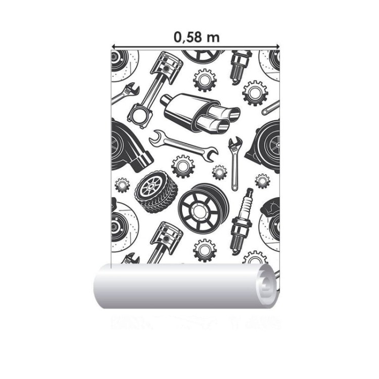 Papel de Parede Adesivo Carros Autopeças N012067