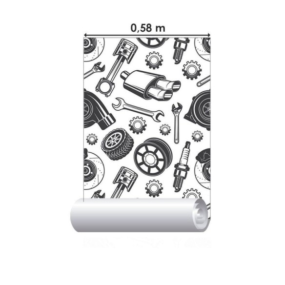 Papel de Parede Adesivo Carros Autopeças N012067