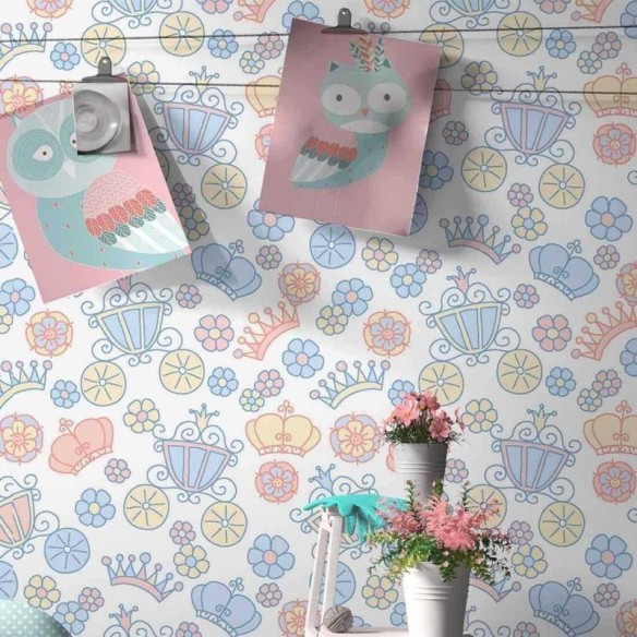 Papel de Parede Adesivo Carruagem Floral 388870963