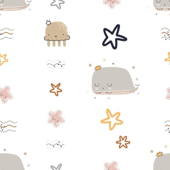 Papel de Parede Adesivo Cartoon Fundo do Mar Infantil N08033