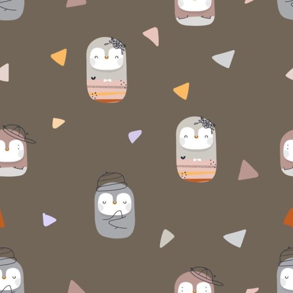 Papel de Parede Adesivo Cartoon Infantil Pinguins N08031