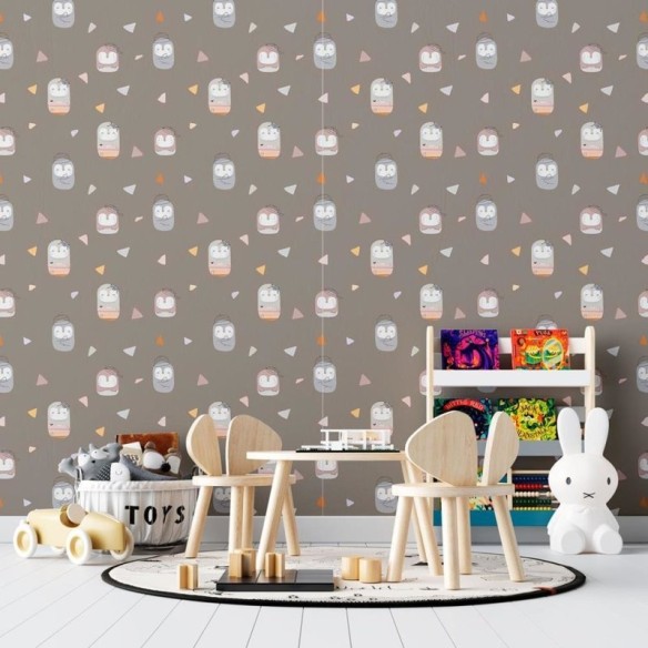 Papel de Parede Adesivo Cartoon Infantil Pinguins N08031