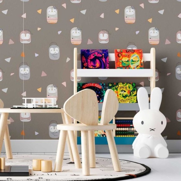 Papel de Parede Adesivo Cartoon Infantil Pinguins N08031
