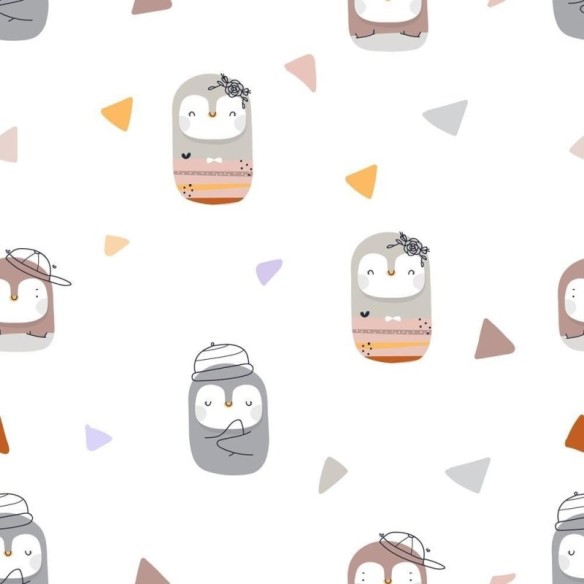 Papel de Parede Adesivo Cartoon Infantil Pinguins N08032