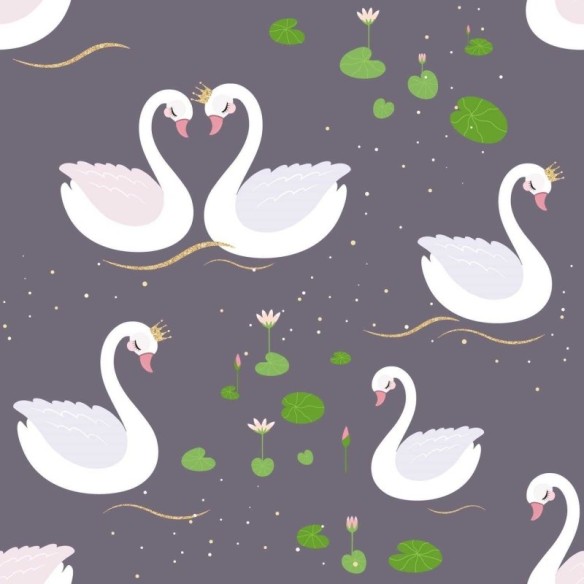 Papel de Parede Adesivo Casal de cisnes N03134