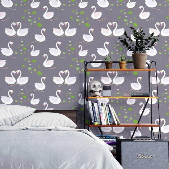 Papel de Parede Adesivo Casal de cisnes N03134