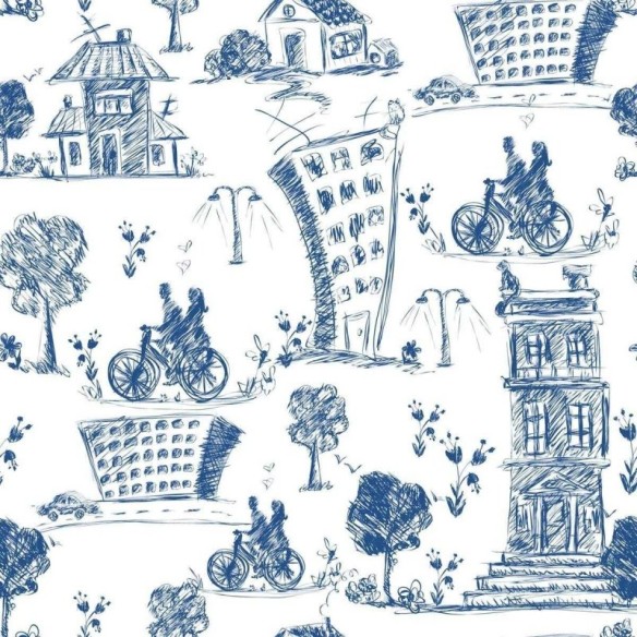Papel de Parede Adesivo Casal, cidade. N03074