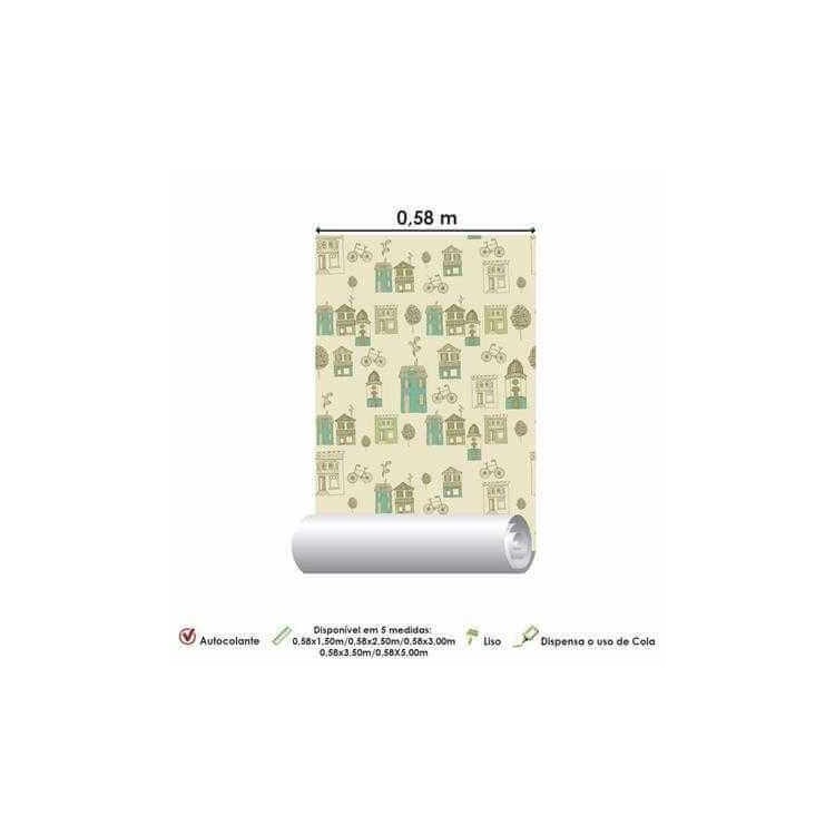 Papel de Parede Adesivo Casas 31100
