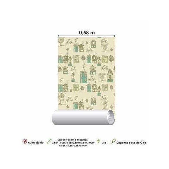 Papel de Parede Adesivo Casas 31100