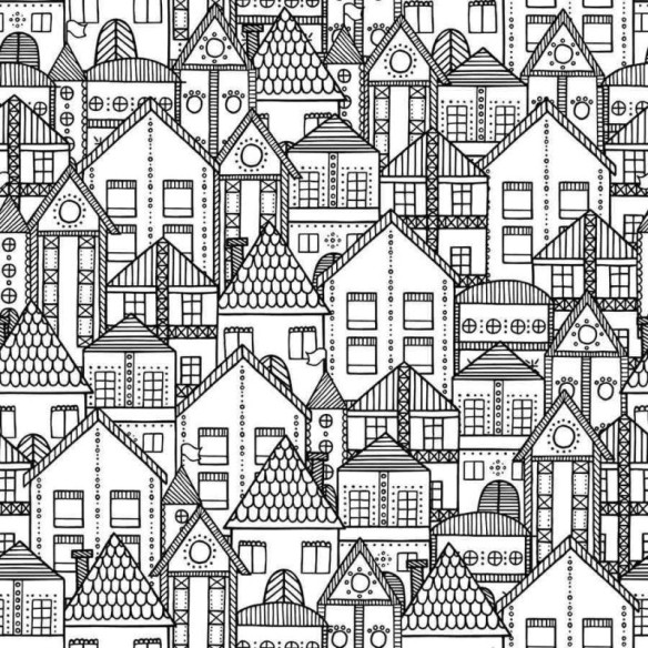 Papel de Parede Adesivo Casas para colorir N03068