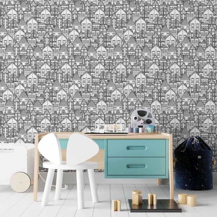 Papel de Parede Adesivo Casas para colorir N03068