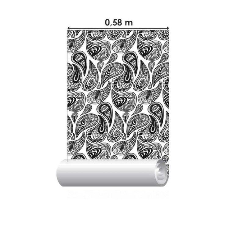 Papel de Parede Adesivo Cashmere Preto e Branco...