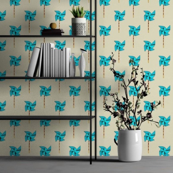 Papel de Parede Adesivo Cataventos Azuis N013163