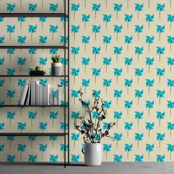 Papel de Parede Adesivo Cataventos Azuis N013163