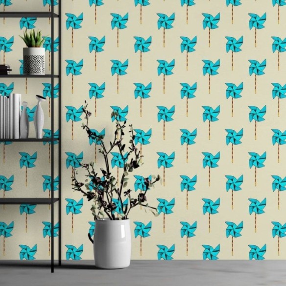 Papel de Parede Adesivo Cataventos Azuis N013163