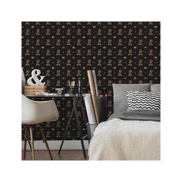 Papel de Parede Adesivo Caveira Coroa 84450355