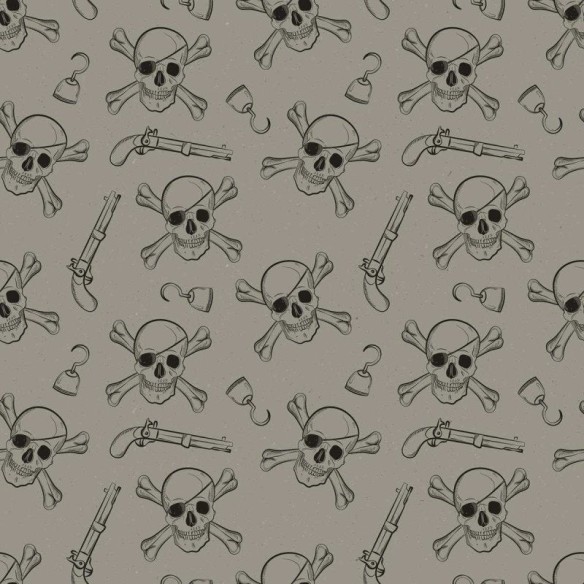Papel de Parede Adesivo Caveira Pirata Cinza N04061