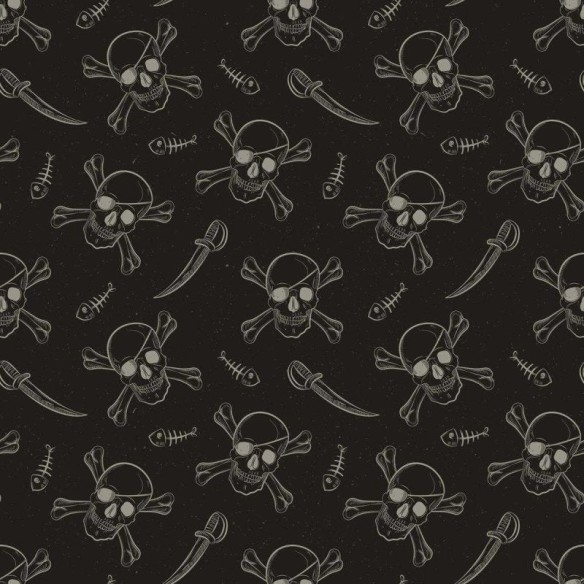 Papel de Parede Adesivo Caveira Pirata Preto N04060