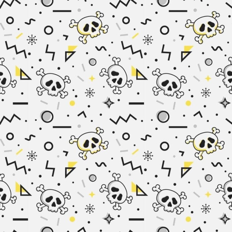 Papel de Parede Adesivo Caveira Preto e Branco...
