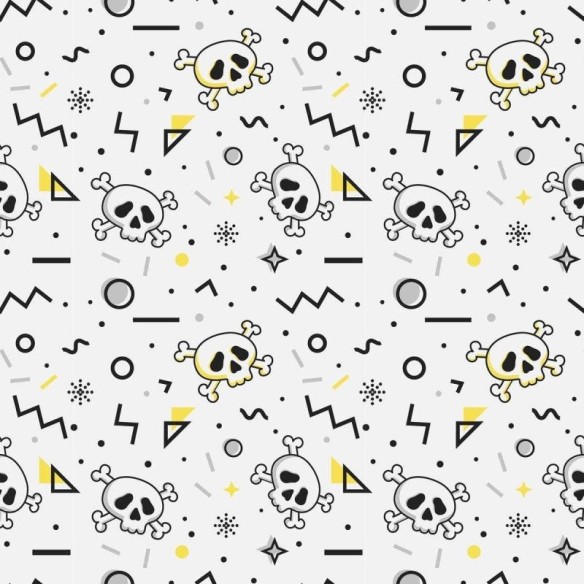 Papel de Parede Adesivo Caveira Preto e Branco N04056