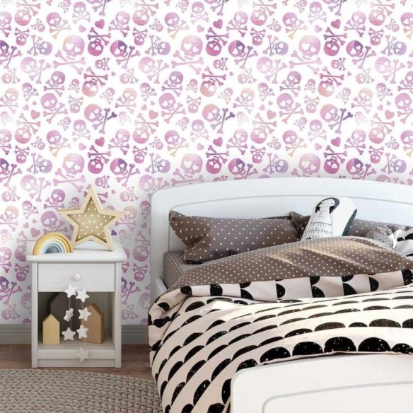 Papel de Parede Adesivo Caveira Roxa 169064093