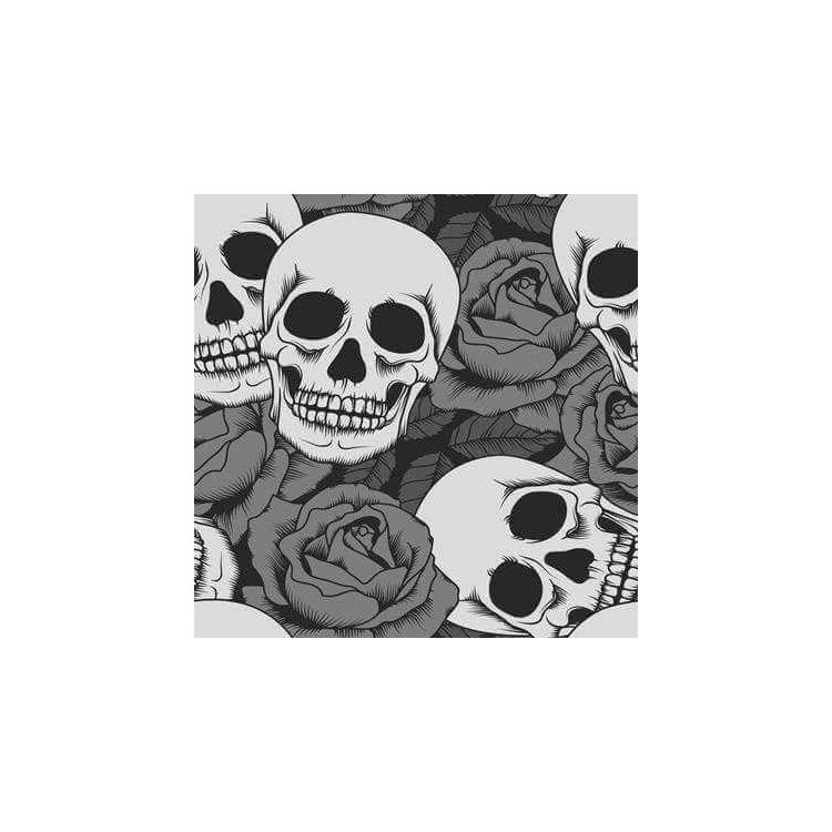 Papel de Parede Adesivo Caveiras e Rosas 0313