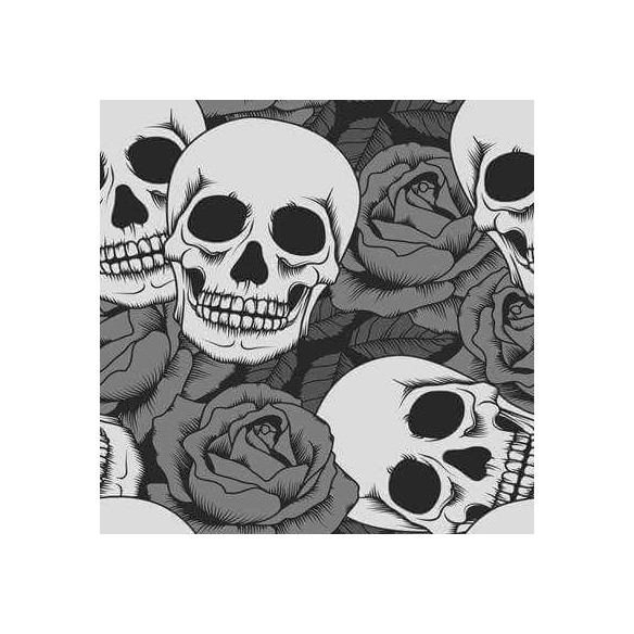 Papel de Parede Adesivo Caveiras e Rosas 0313