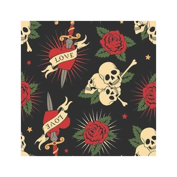 Papel de Parede Adesivo Caveiras e Rosas 121412785