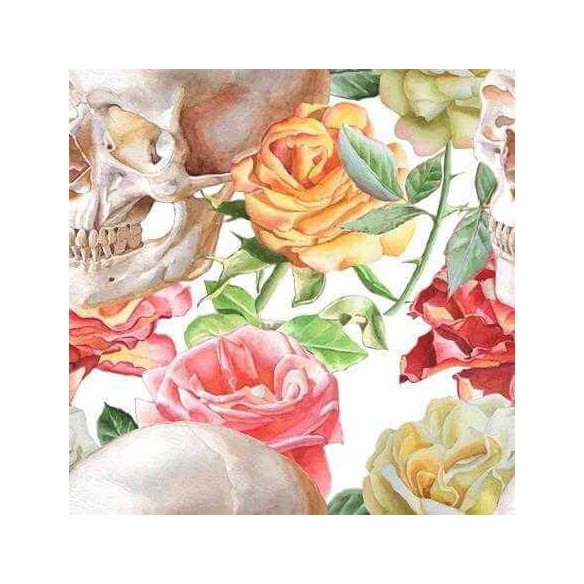 PAPEL DE PAREDE ADESIVO Caveiras Flores 77315122