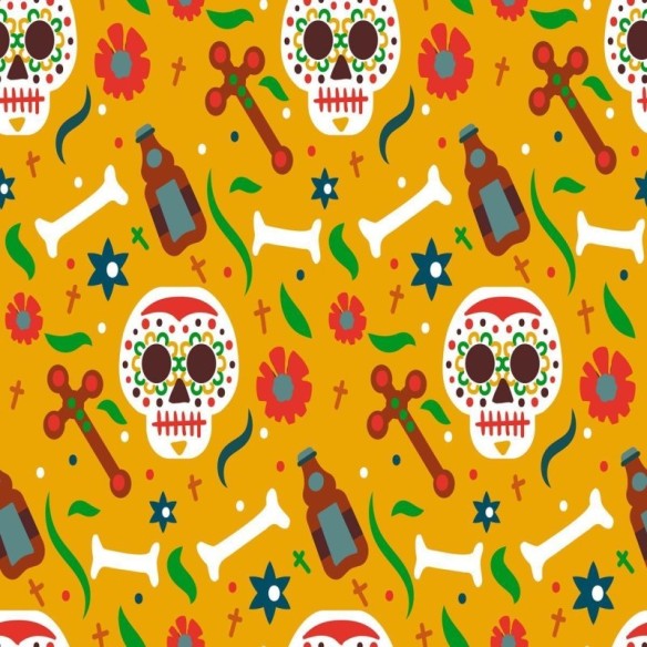 Papel de Parede Adesivo Caveiras Mexicanas N09091