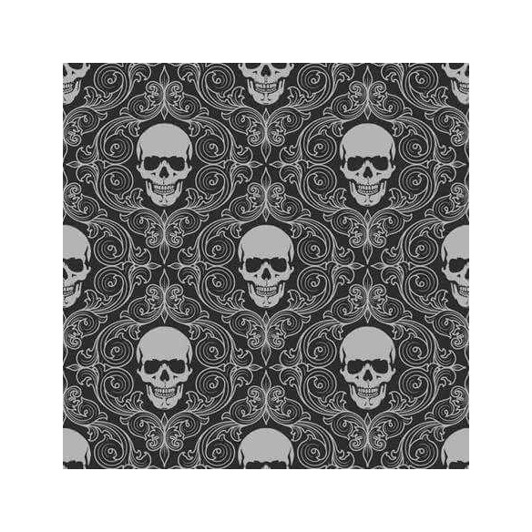 Papel de Parede Adesivo Caveiras Preto Cinza 800