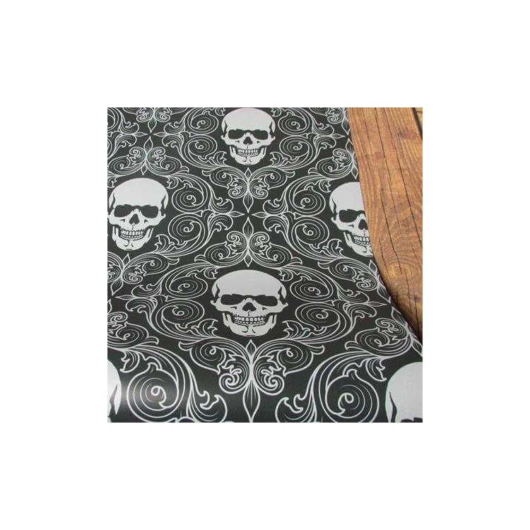 Papel de Parede Adesivo Caveiras Preto Cinza 800