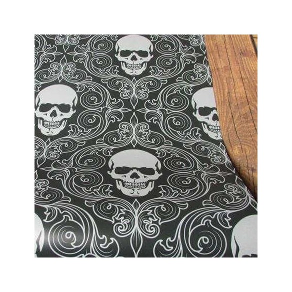 Papel de Parede Adesivo Caveiras Preto Cinza 800