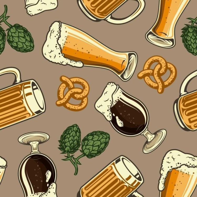 Papel de Parede Adesivo Cerveja Pretzel e...