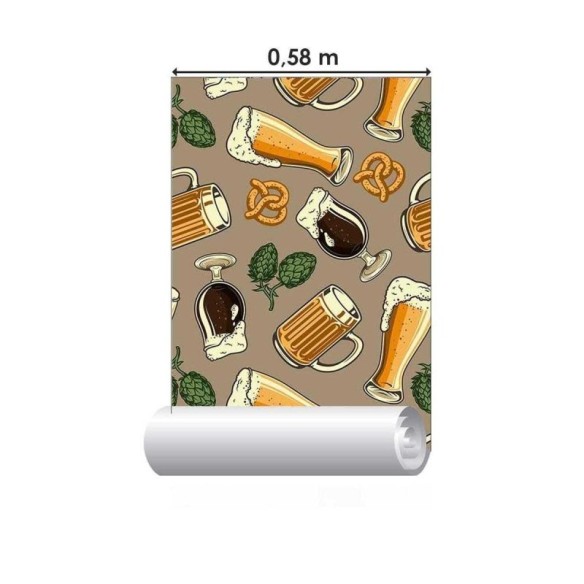 Papel de Parede Adesivo Cerveja Pretzel e Lúpulo N05070