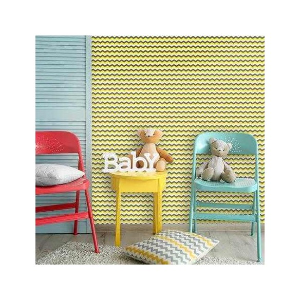 Papel de Parede Adesivo Chevron Amarelo e Cinza 2548241066
